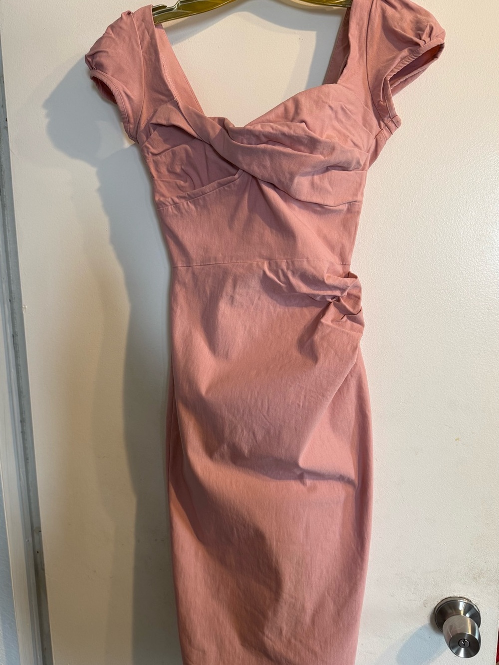 Stop Staring Dusty Pink Twist-Front Midi Dress
